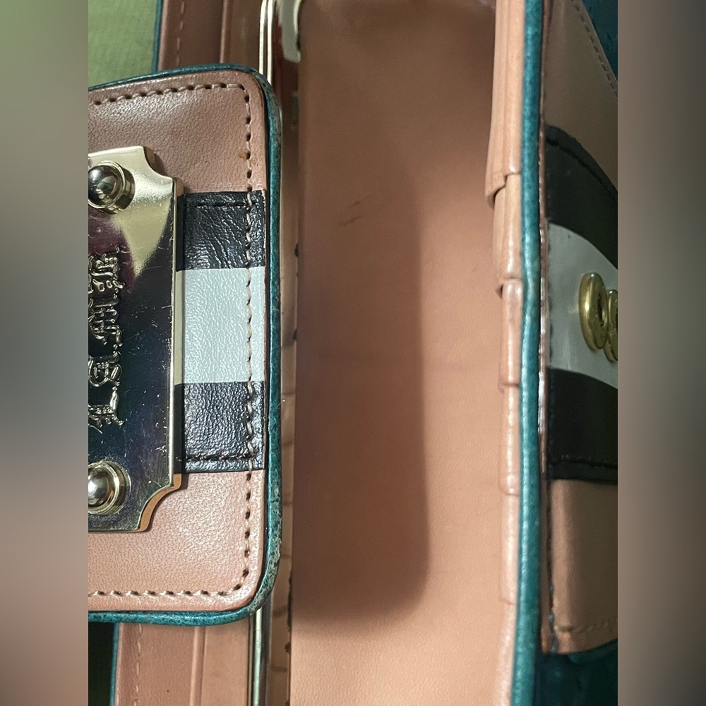 Vintage Gwen Stefani Lamb L.A.M.B. Wallet Leather Y2K Teal Blue Tan Rare Color - Picture 12 of 15